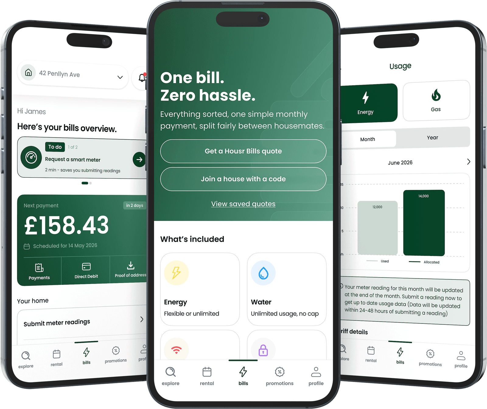 Housr Bills Mobile App Screenshots