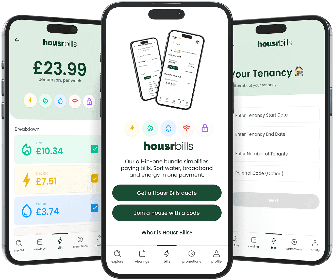 Housr Bills Mobile App Screenshots