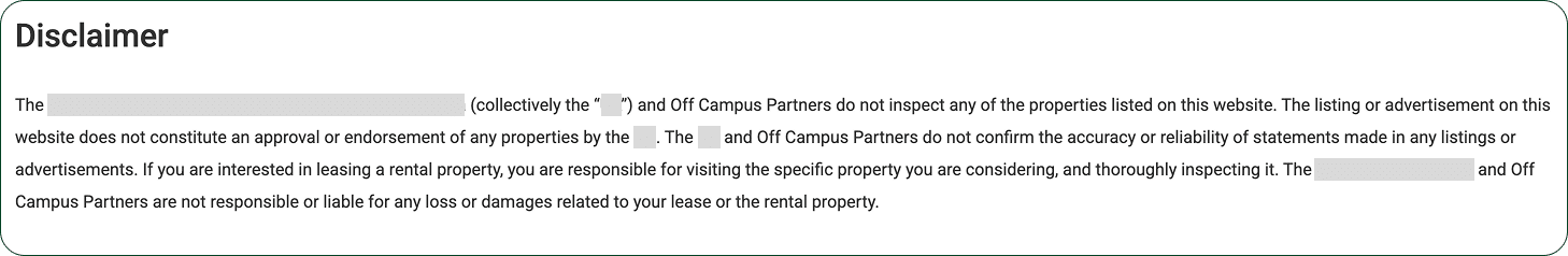 Disclaimer Example